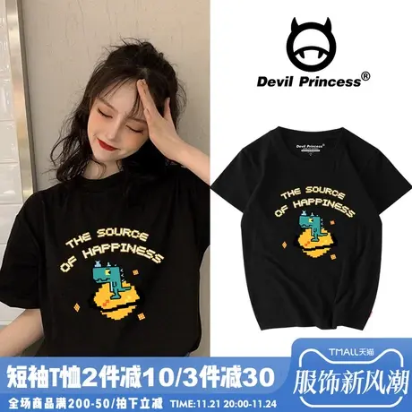 学院风学生少女卡通t恤短袖女2024新款夏ins潮牌宽松韩版半袖女夏图片