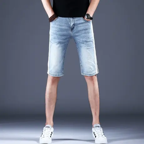 男士中裤秋冬薄款裤子修身弹力潮流潮牌五分牛仔短裤男款休闲百搭商品大图