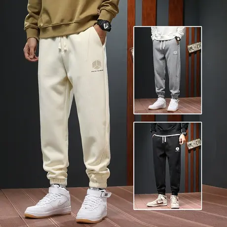 冬季针织运动卫裤男士休闲裤束脚裤男裤子2024新款潮牌弹力秋冬款商品大图