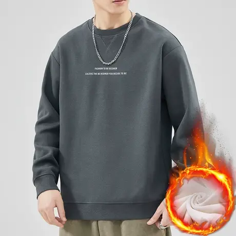 2024年新款冬季加绒加厚抗寒保暖圆领卫衣秋冬款男生重磅长袖上衣商品大图