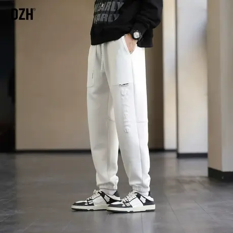 男生休闲卫裤男秋季潮牌运动裤男春夏宽松束脚裤2023新款白色裤子商品大图