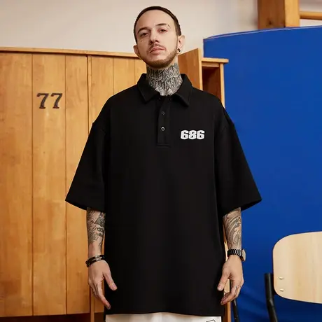 新款潮牌大码男装胖子纯棉简约百搭宽松加肥加大短袖肥佬POLOt恤商品大图