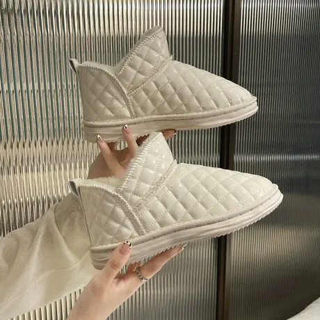 防水雪地靴女短筒2023新款加绒加厚防滑冬季靴子洋气保暖面包棉鞋图片