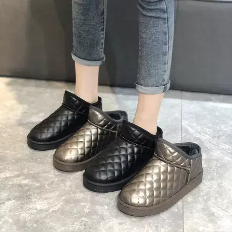 短筒雪地靴女2023冬季新款防滑一脚蹬棉鞋加绒加厚防水短靴面包鞋图片