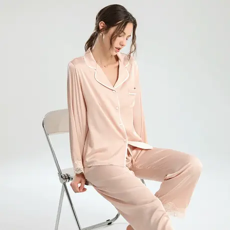 2024新款睡衣秋季女冰丝夏季秋长袖薄款家居服套装夏天女春秋丝绸商品大图