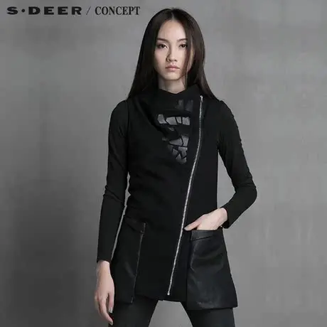 S·DEER＼CONCEPT【上新】圣迪奥女斜襟几何感休闲马甲S14381628商品大图