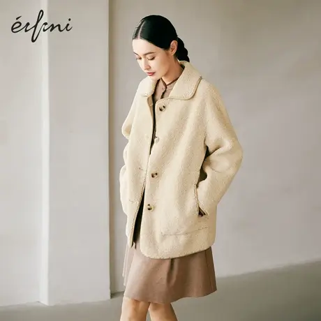 【商场同款】伊芙丽羊羔毛外套女2021秋冬新款韩系保暖1CA312811图片