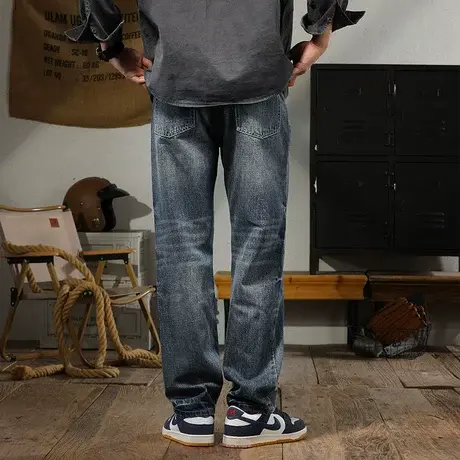 美式高街牛仔裤男款百搭牛仔裤水洗高端牛仔裤直筒男士潮流裤子商品大图