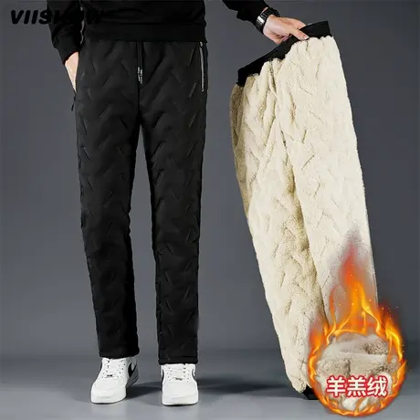 VIISHOW宽松男运动裤加绒加厚潮流休闲抽绳长裤冬季保暖男生裤子商品大图