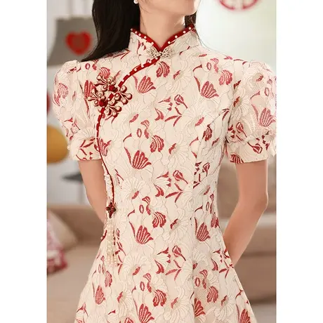 旗袍敬酒服新娘夏季结婚订婚礼服连衣裙平时可穿回门便装中式复古图片