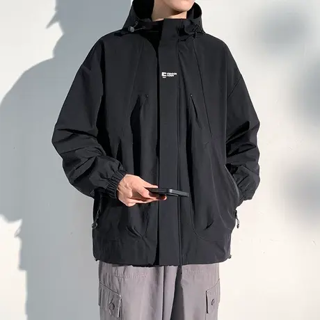 2023新款冲锋衣外套男士秋冬款潮牌男装春秋痞帅夹克男生冬季棉服图片