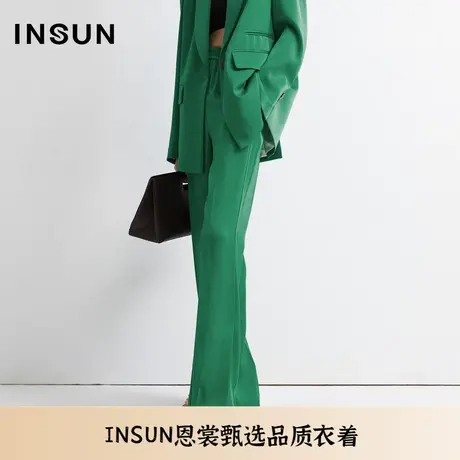 INSUN恩裳夏季三醋酸光泽感吸湿阔腿西装裤图片