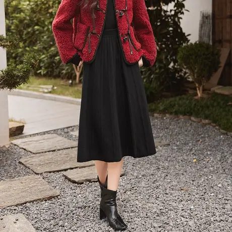 【直播间闪降】香影a字针织半身裙女2023秋冬季新款气质复古过膝商品大图