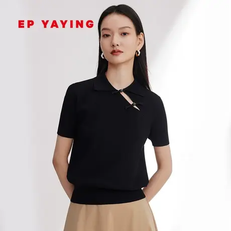 EP YAYING雅莹女装 新中式Polo领短箱型针织衫 2024早春新款9903A图片