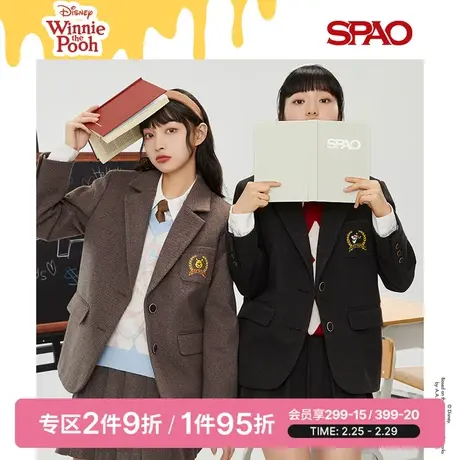 SPAO小熊维尼联名春季新款休闲单排扣西装外套SPJKC11D01图片