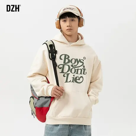 男生春季套头卫衣男连帽重磅2024新款字母印花上衣休闲打底衫帽衫商品大图