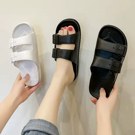 ins风原宿港风拖鞋女夏外穿2024新款休闲百搭情侣厚底防滑男凉拖商品大图