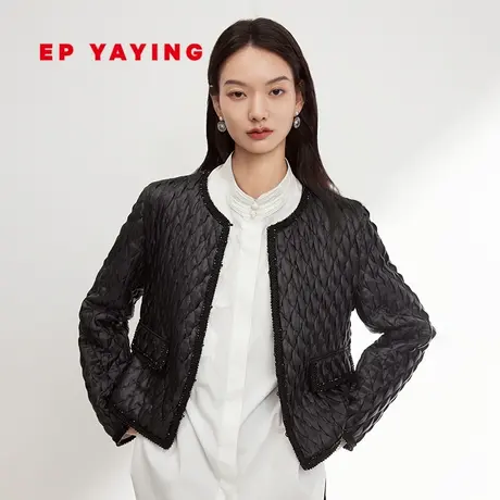 EP YAYING雅莹女装 小香风绗缝压褶短款外套 2023秋冬新款M110A商品大图