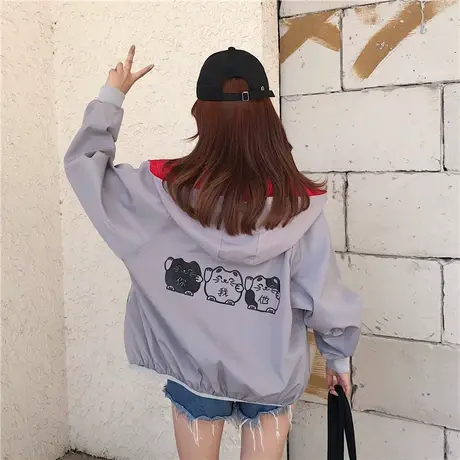 2021新款春秋薄外套女长袖宽松bf韩版学院风学生上衣夹克棒球服潮商品大图