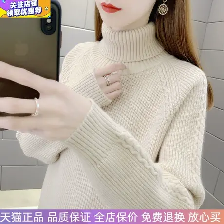 女士高领毛衣插肩加厚套头2023年秋冬新款宽松保暖针织衫内搭打底图片