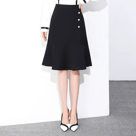 鱼尾半身裙女春秋新款2023高腰通勤ol包臀裙中长款显瘦a型一步裙图片