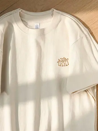 夏季短袖T恤女宽松百搭上衣服白色设计感卡通女装正肩体恤打底衫T商品大图