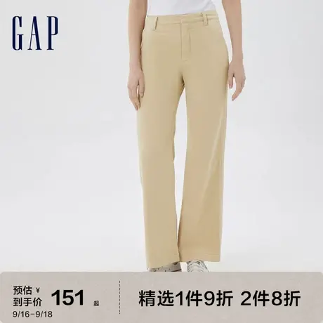 Gap女装夏季2023新款洋气弹力高腰喇叭裤卡其裤541189宽松休闲裤图片