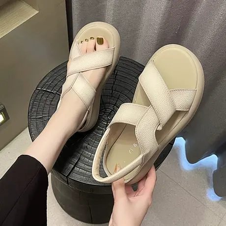 凉鞋女2023年夏季新款平底沙滩女鞋休闲百搭不累脚网红爆款罗马鞋图片
