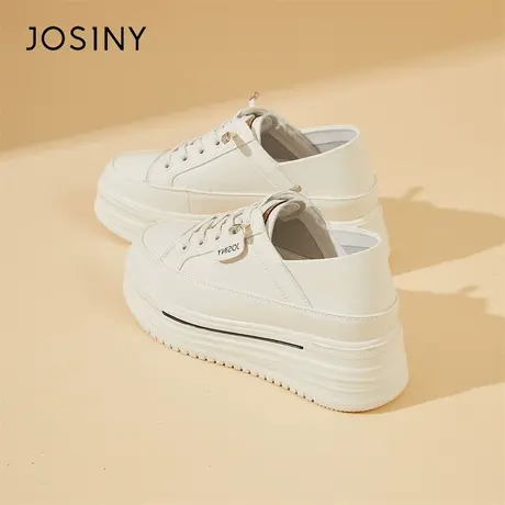 Josiny/卓诗尼平底小白鞋子女2024新款春季百搭厚底网面休闲板鞋图片