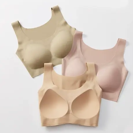 无痕美背一体式少女文胸运动防震收副乳防下垂无钢圈定型内衣大码图片