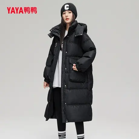 鸭鸭羽绒服女2023年秋长款连帽时尚休闲百搭保暖外套图片
