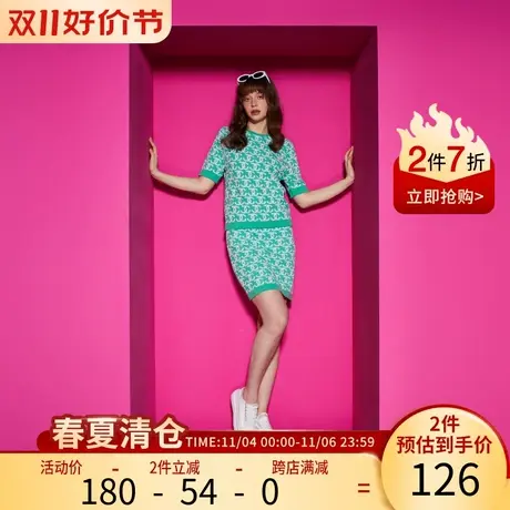 Juicy Couture橘滋2023新款风吹半夏提花圆领短袖女针织衫图片