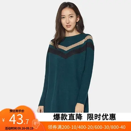 艾格冬季女装时尚百搭中长长袖修身毛针织衫Y953商品大图