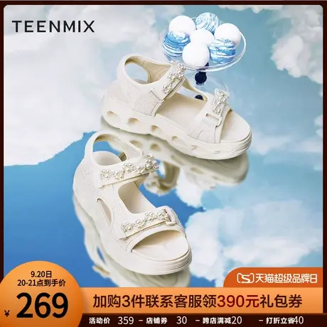 天美意休闲运动凉鞋女厚底魔术贴沙滩鞋夏新商场同款CS318BL2商品大图