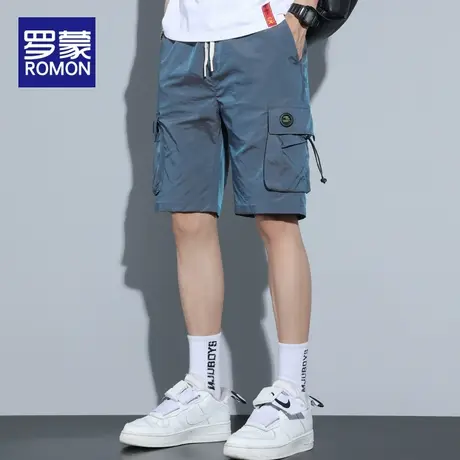罗蒙男士冰丝工装短裤男2023新款渐变色宽松中裤休闲夏季五分裤子商品大图