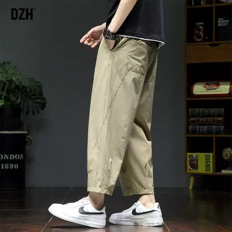 男士休闲裤卡其色九分裤男潮牌裤子男款夏季薄款宽松运动裤直筒裤商品大图