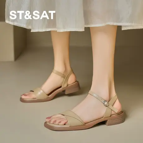 St&Sat/星期六平底鞋女2025年夏季新款方头凉鞋外穿气质法式单鞋商品大图