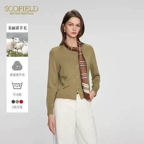 【可水洗美丽诺羊毛】Scofield女装金属扣圆领针织衫冬季图片