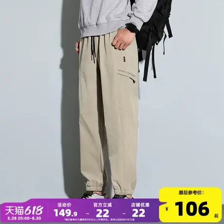 唐狮2025春季新款男休闲长裤抽绳束脚裤宽松直筒裤潮流运动裤子男商品大图