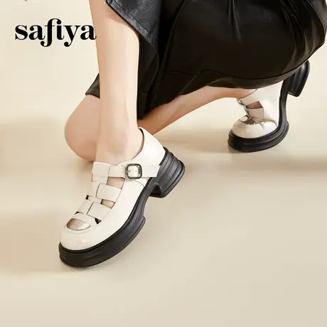 Safiya索菲娅厚底罗马凉鞋女新款夏季外穿复古百搭包头镂空猪笼鞋图片