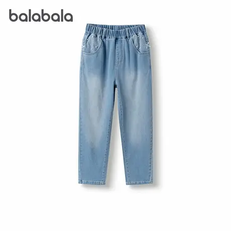 【商场同款】巴拉巴拉女童牛仔裤2025春儿童萝卜裤蝴蝶结长裤甜美商品大图