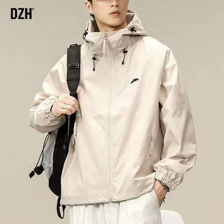 男士户外冲锋衣高级感防风外套男春秋连帽工装夹克休闲运动登山服商品大图