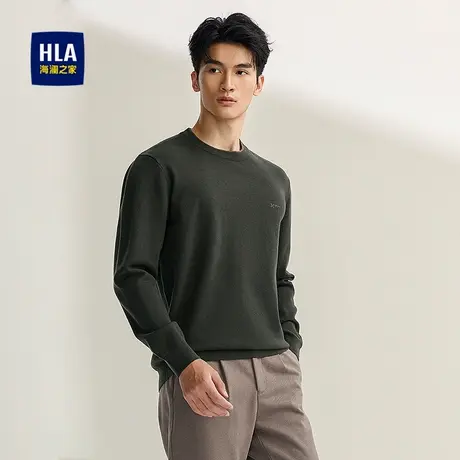 HLA/海澜之家休闲长袖针织衫2025秋季新款圆领套头时尚毛衣男商品大图