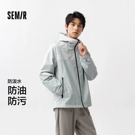 森马外套男三防连帽上衣潮户外运动风春装插肩袖印花简约休闲百XY商品大图