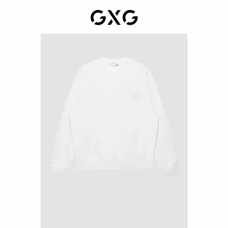 GXG男装 白色微阔潮流绣花圆领卫衣 22年冬季品商品大图