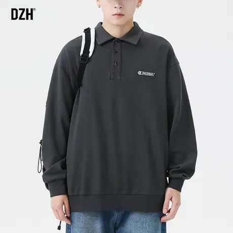 男士卫衣男秋季美式潮牌高街纯棉Polo衫男款休闲内搭翻领日系外套商品大图