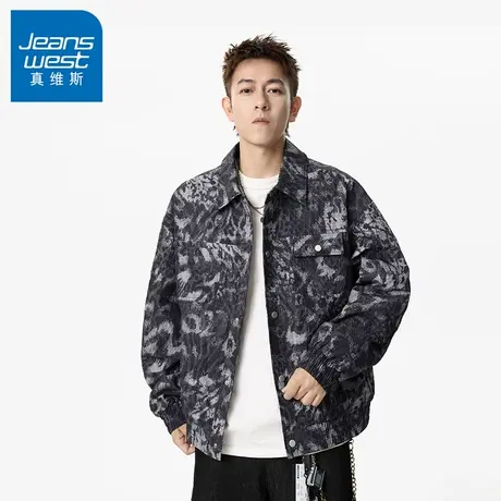 N5真维斯外套男2025新款秋季美式潮牌时尚休闲翻领男士春秋装夹克商品大图