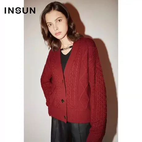 【百亿补贴官方直播】恩裳COVER冬季复古扭绳层次感针织外套商品大图