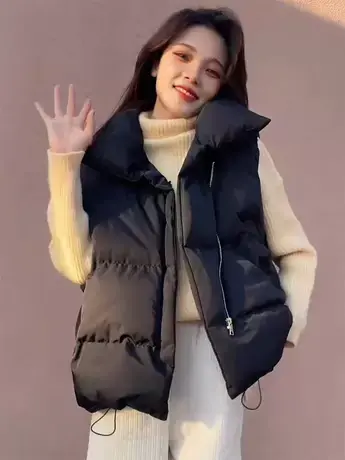 羽绒棉马甲女2023秋冬新款韩版宽松休闲坎肩百搭背心短款马夹外套商品大图