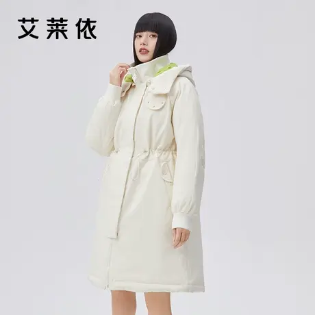 艾莱依时尚风衣羽绒服女中长款2022新款设计感小众气质外套冬季潮图片